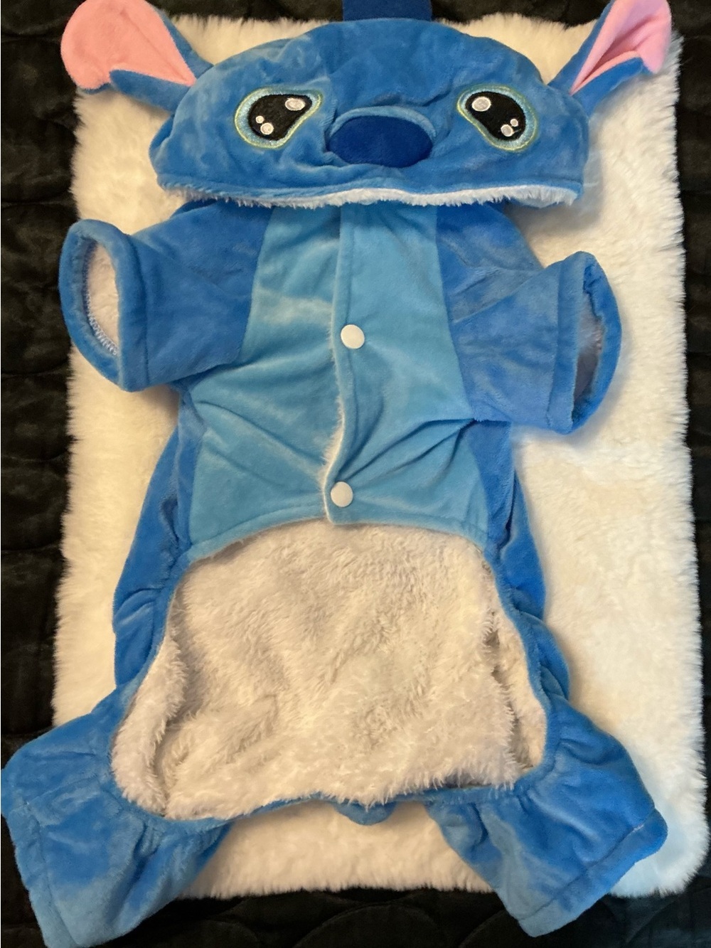 Blue Plush Stitch-Inspired Dog Costume with the Hoodie